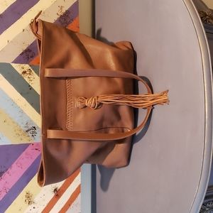 Lucky Brandon Hobo Brown Leather Bag with Tassel